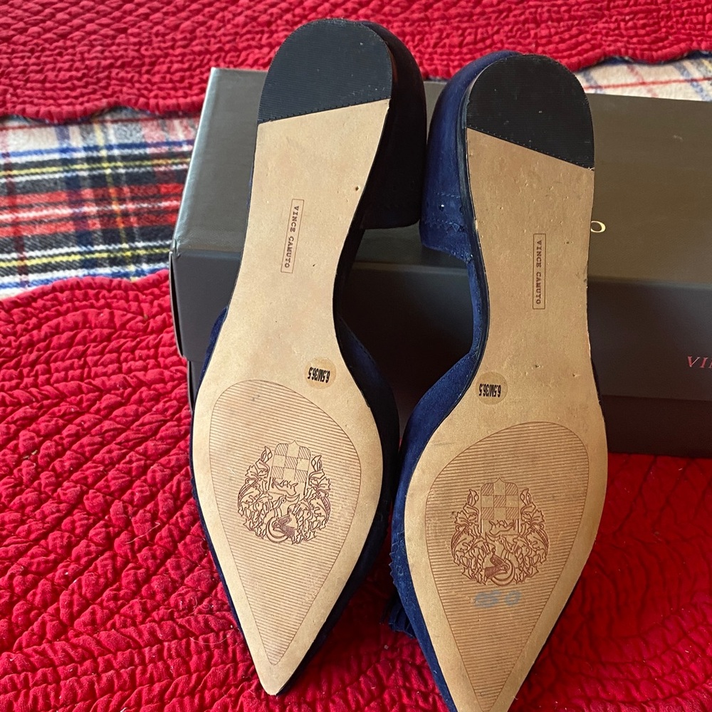 Vince Camuto Women's Dark Blue Suede Tassel Loafers - Picture 4 of 4